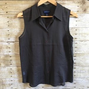 Ann Taylor brown collared sleeveless top